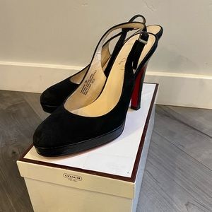 Katherine Kitty Suede Slingback Pumps Red Bottom👠